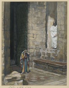 James Tissot (1836-1902) La femme adultère seule avec Jésus, opaque watercolor over graphite on gray wove paper, between 1886 and 1894 Brooklyn Museum 
